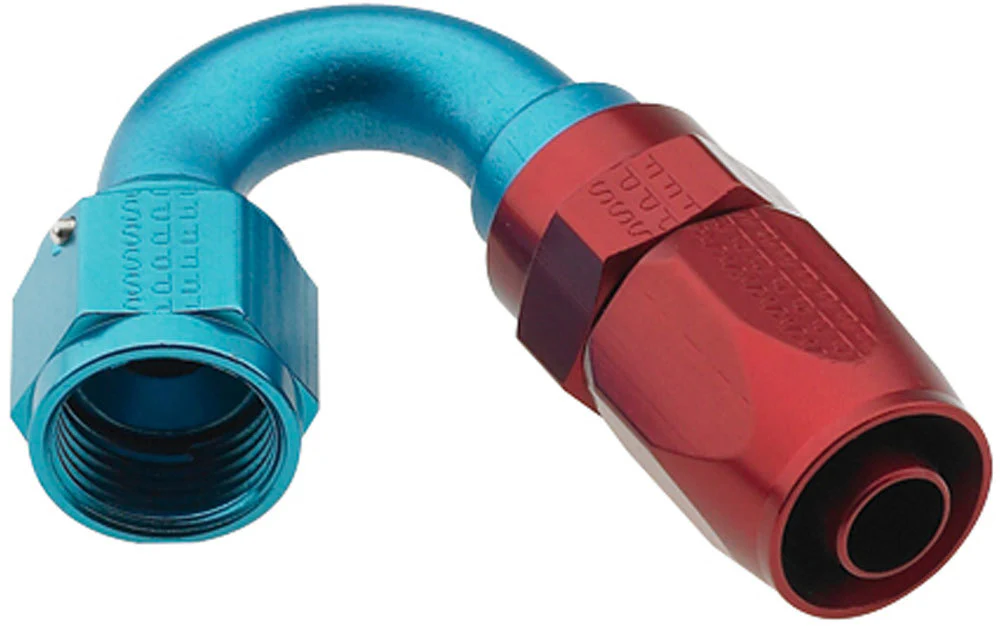 Fragola 231504 -4 Red/Blue Pro-Flow Race Hose End 150-Degree