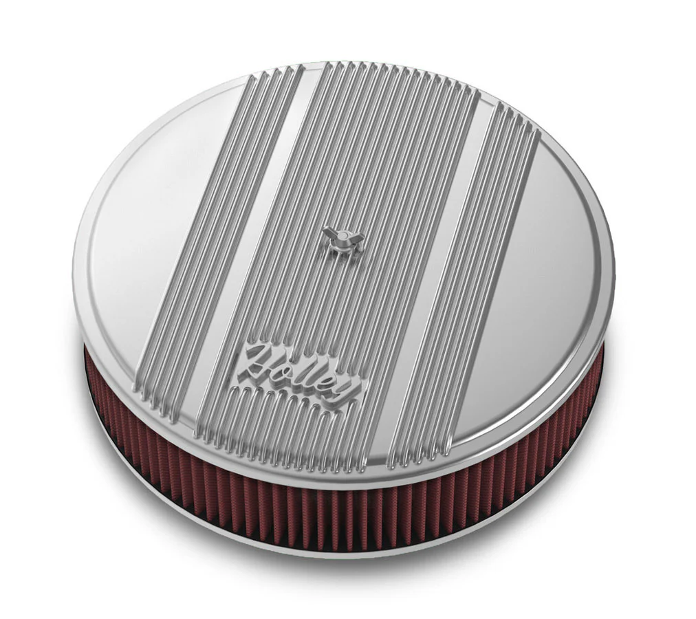 Holley 120-151 14x3 Die Cast Finned Alm Air Cleaner  Polished
