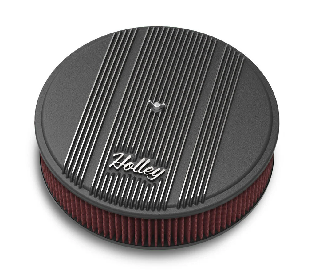 Holley 120-153 14x3 Die Cast Finned Alm Air Cleaner  Black