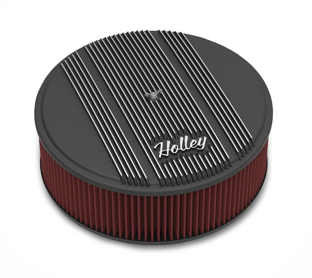 Holley 120-157 14x4 Die Cast Finned Alm Air Cleaner  Black