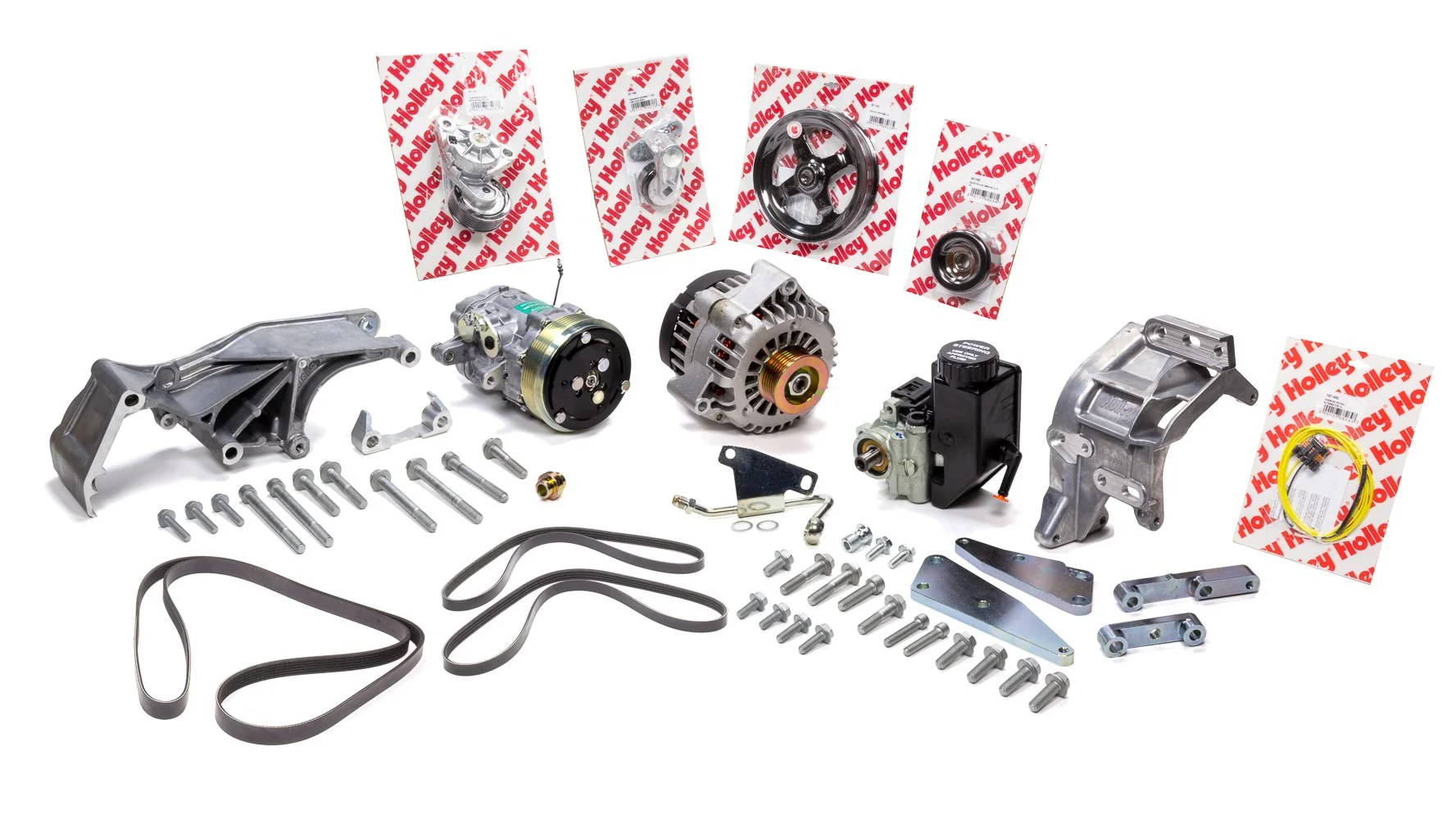 Holley 20-162 Low LS Drive System Kit w/PS/Alt & AC Compress.