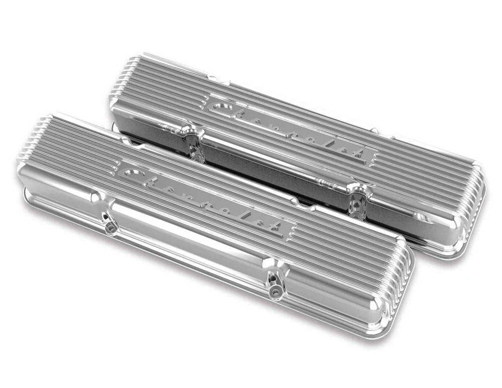 Holley 241-107 SBC Valve Covers Finned Vintage Series Polished