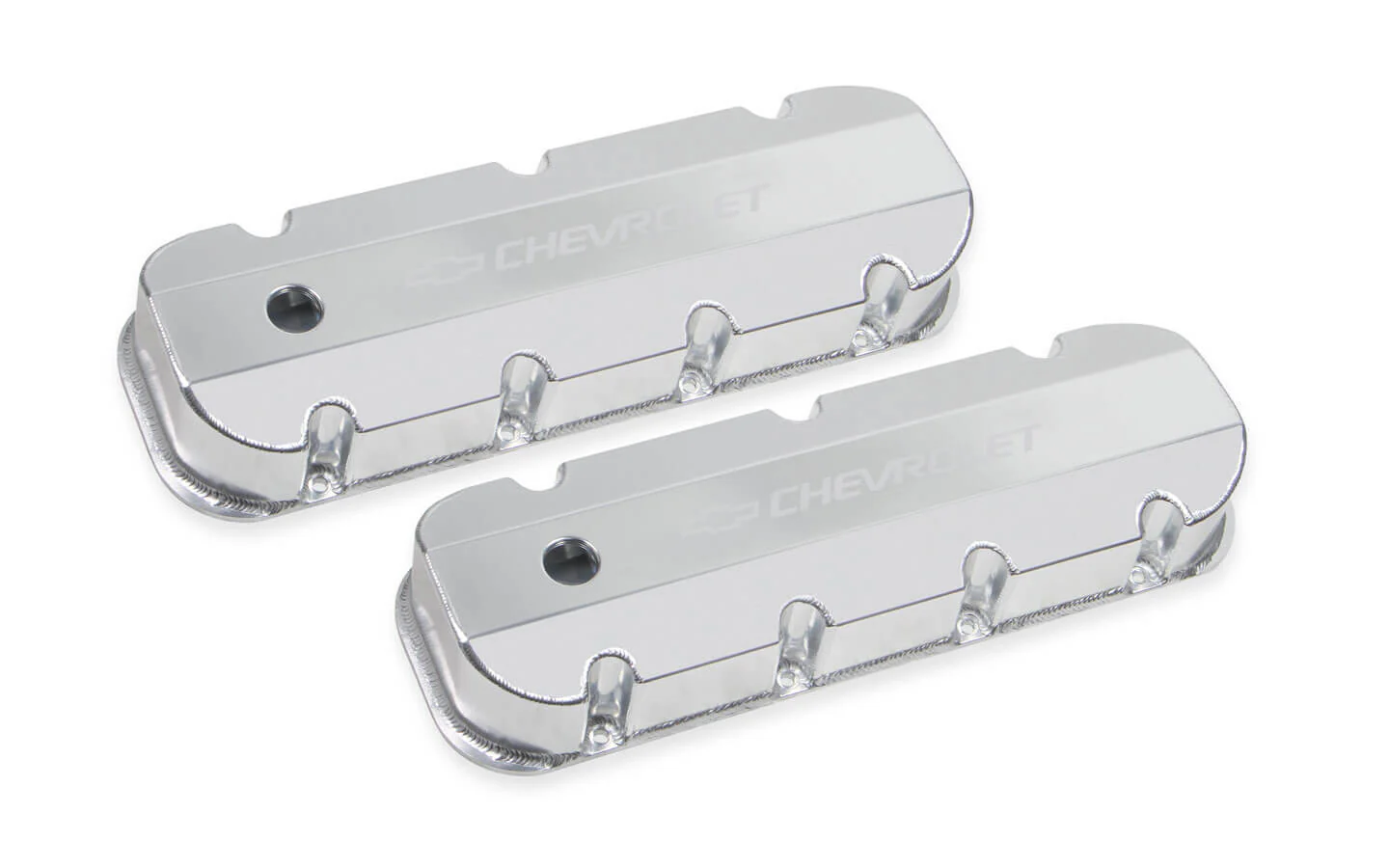 Holley 241-280 BBC Billet Rail Fab. Alm Valve Covers w/.125 Hole