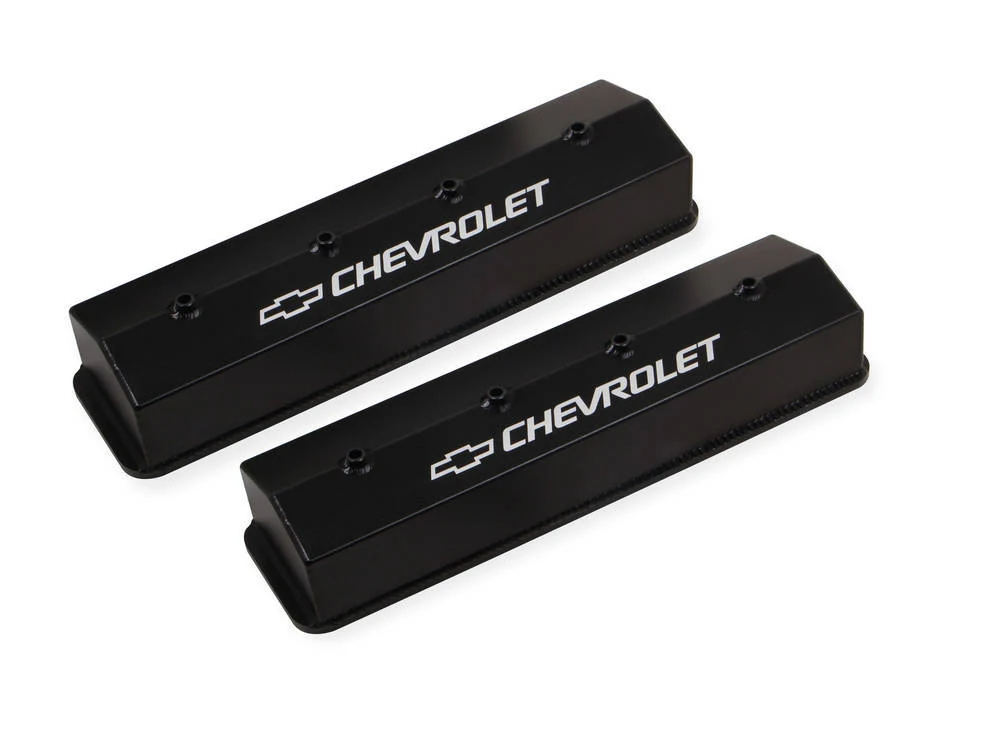 Holley 241-286 SBC Billet Rail Fab. Alm Valve Covers wo/Hole