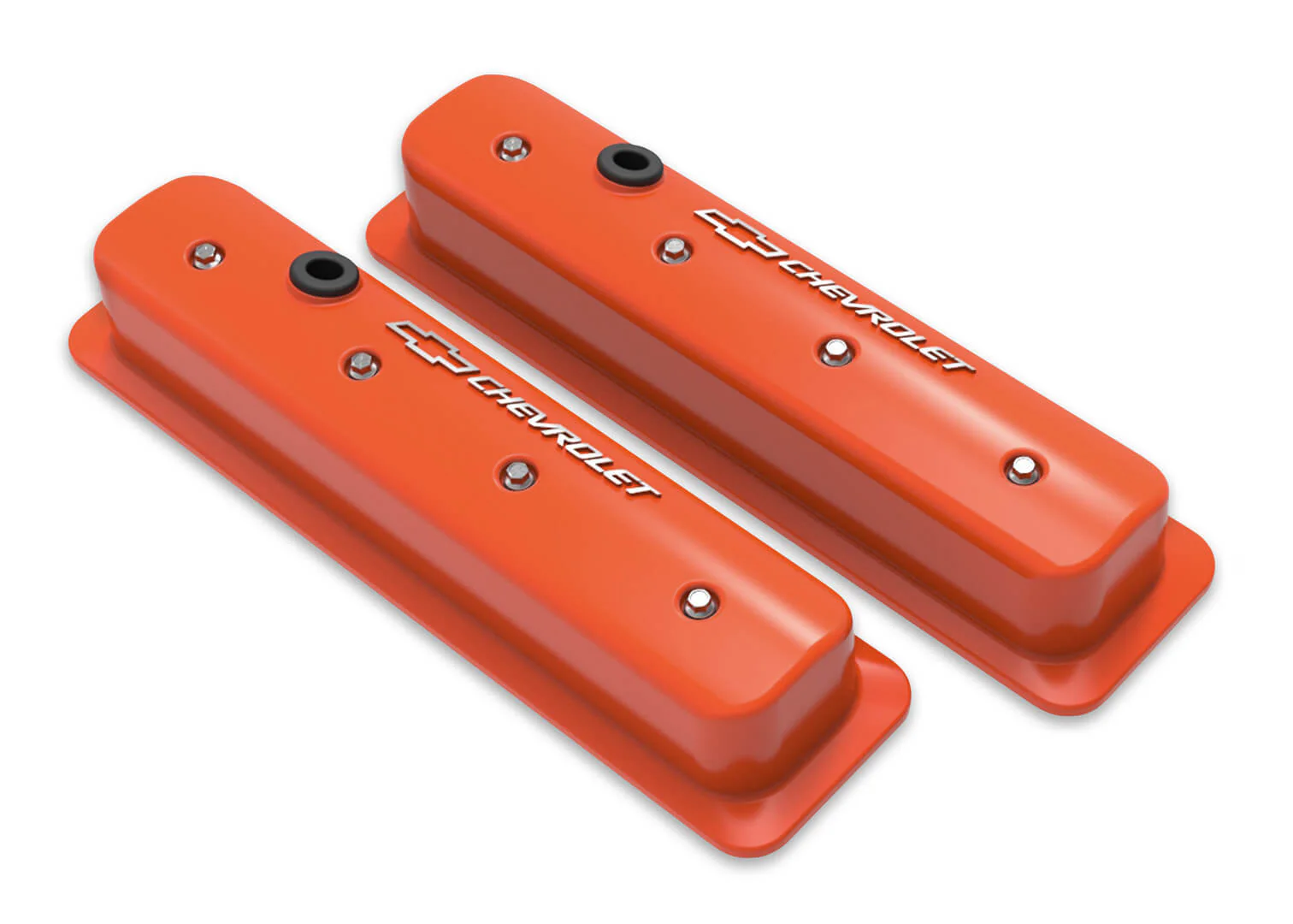 Holley 241-293 SBC Muscle Car Valve Covers w/Holes Orange