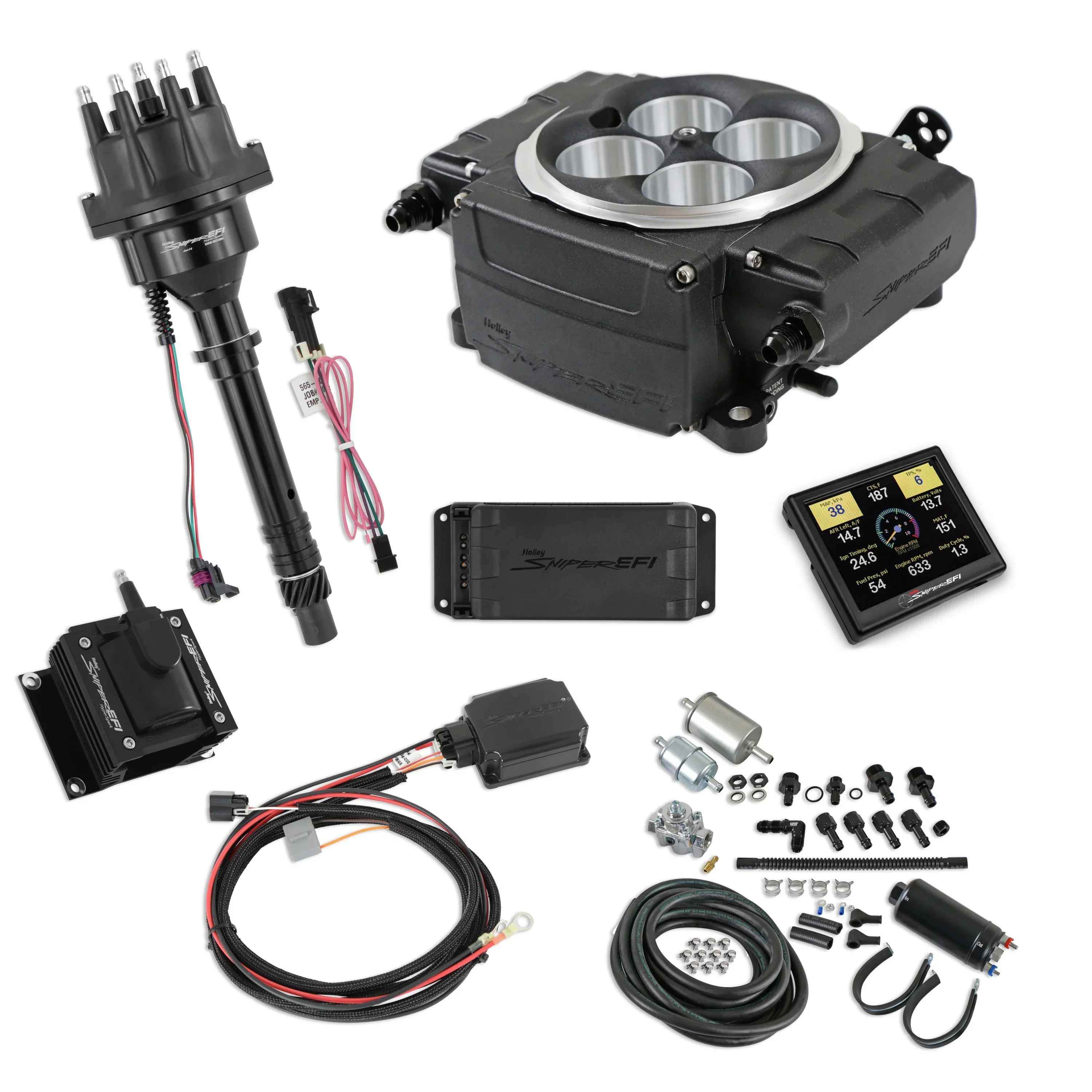 Holley 550-511-3PK-SBC Sniper 2 EFI Master Kit HyperSpark Ignition System 650 HP, Black
