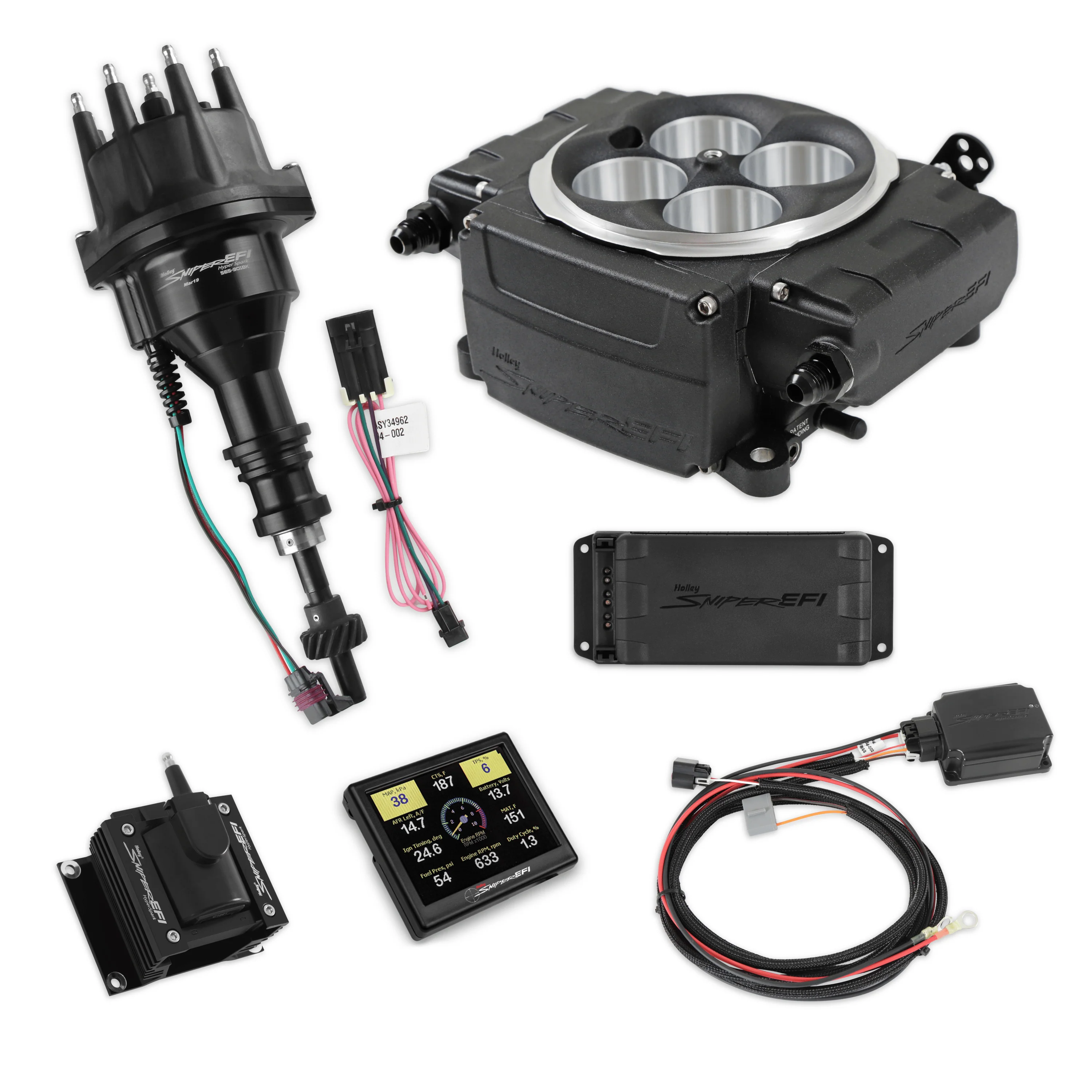 Holley 550-511-3PX-SBF Sniper 2 EFI Base Kit HyperSpark Ignition System 650 HP, Black