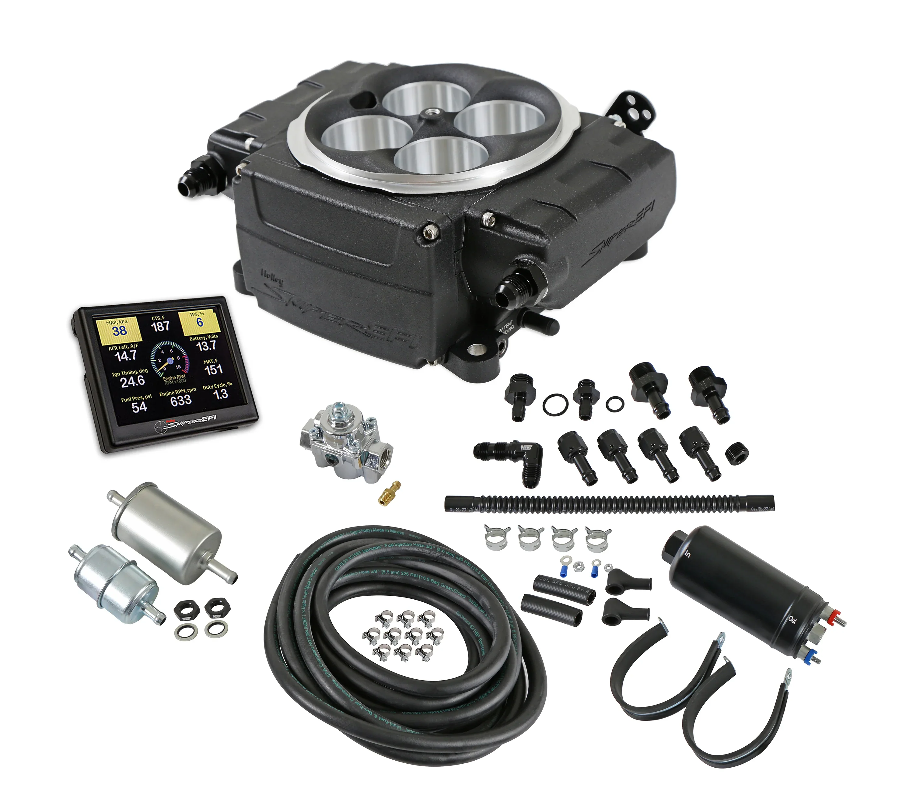 Holley 550-511-3XK Sniper 2 EFI 650 HP Inline Pump Kit, Black