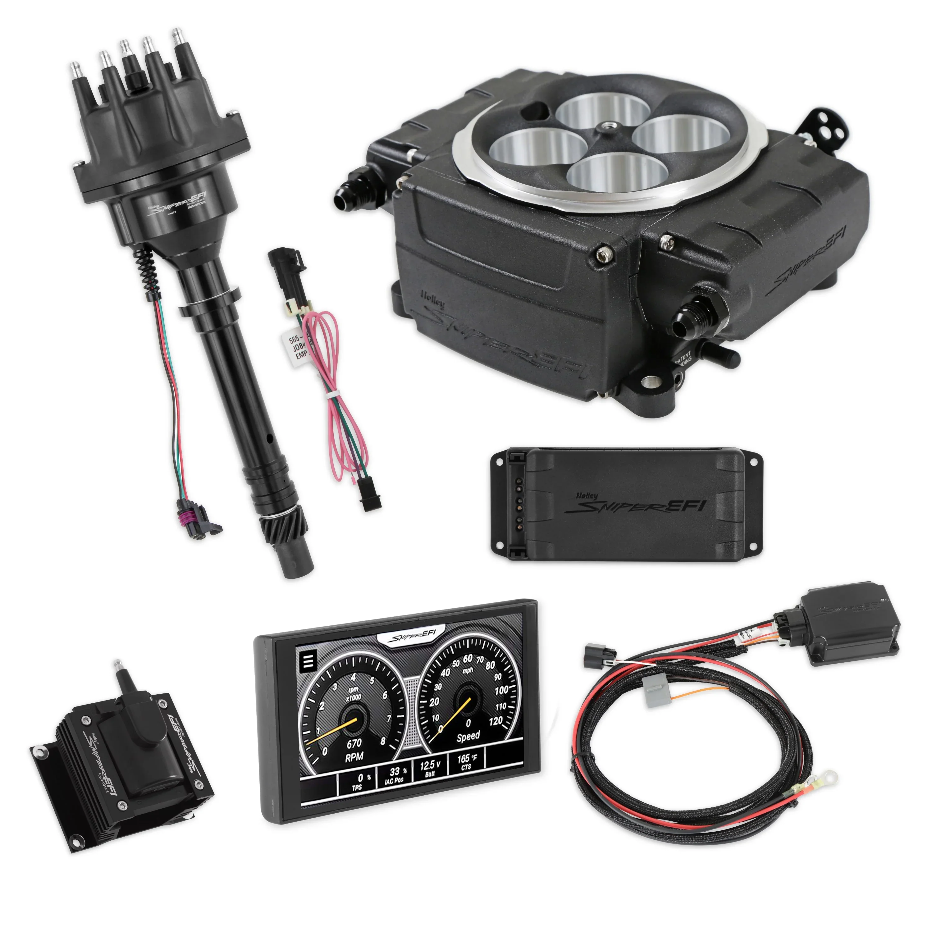 Holley 550-511-5PX-SBC Sniper 2 EFI Base Kit HyperSpark Ignition System 650 HP, Black