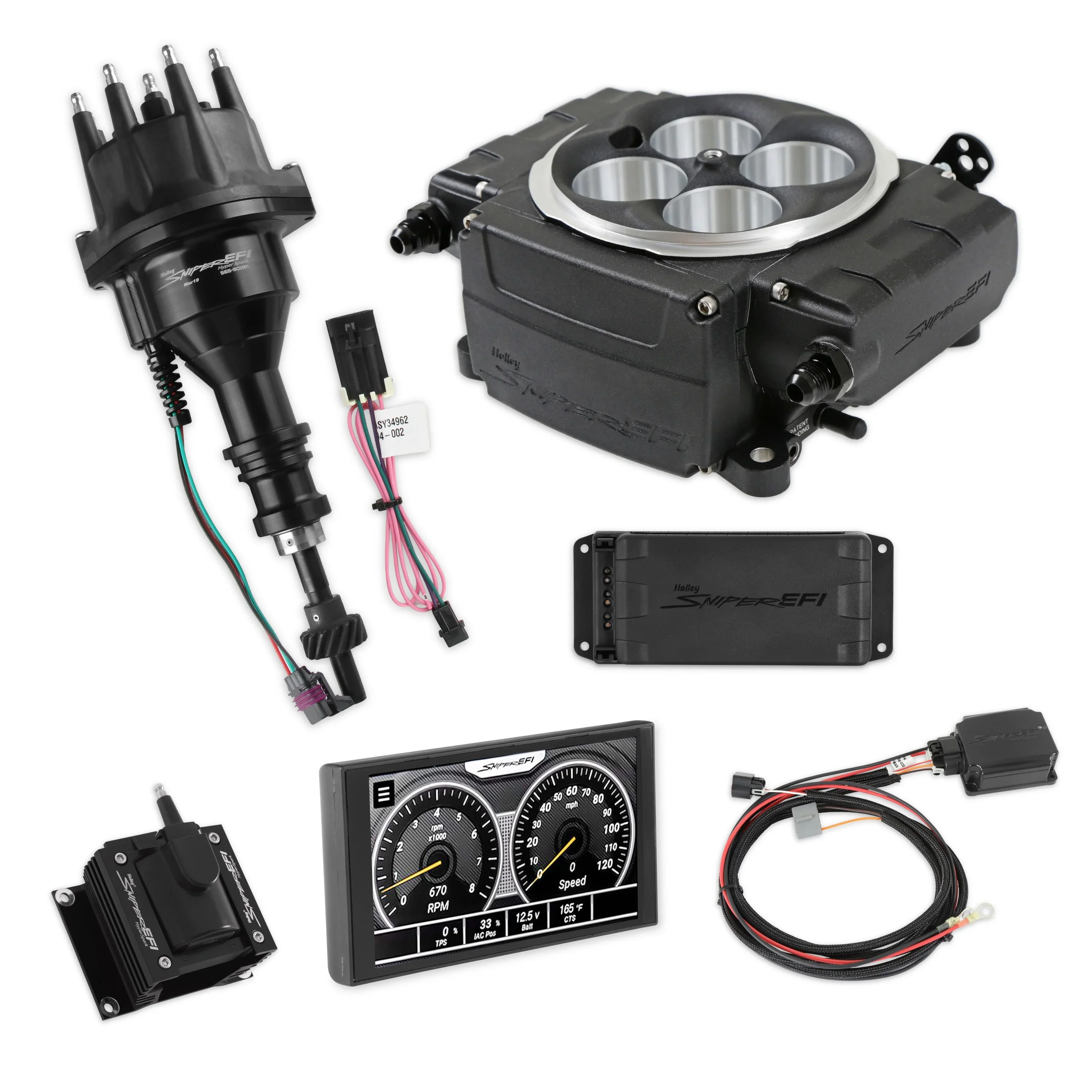 Holley 550-511-5PX-SBF Sniper 2 EFI Base Kit HyperSpark Ignition System 650 HP, Black