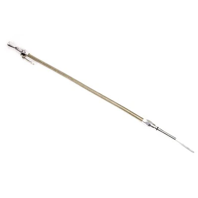 Lokar 1220134 Engine Oil Dipstick, Anchor-Tight, Locking, Block Mount, Braided Stainless, Aluminum, Clear Anodized, Ford Modular, Each