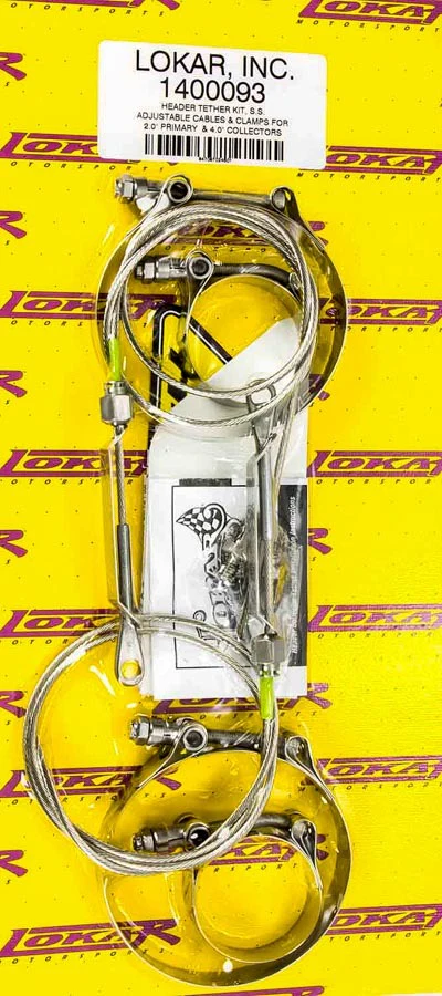 Lokar 1400117 Header Tether Kit, Ss Adjustable Cables And Clamps For 2.375 Primary & 4.50 Coll
