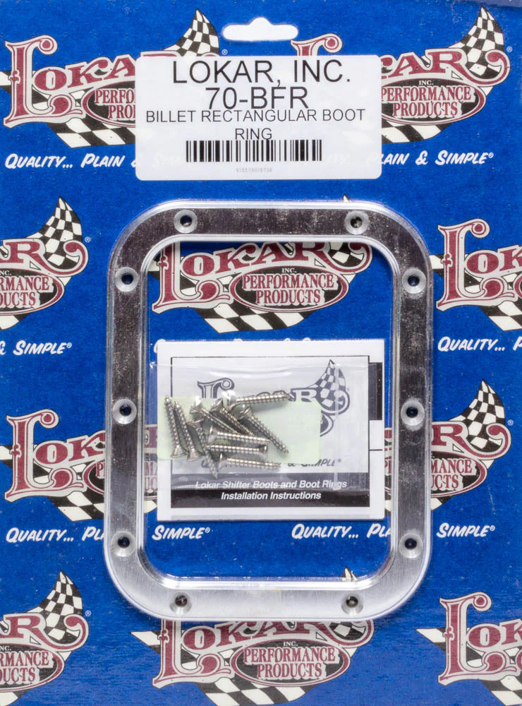 Lokar 70-BFR Shifter Boot Ring, 6-3/4 X 5-1/4" Rect, Stainless Hardware, Billet Alum