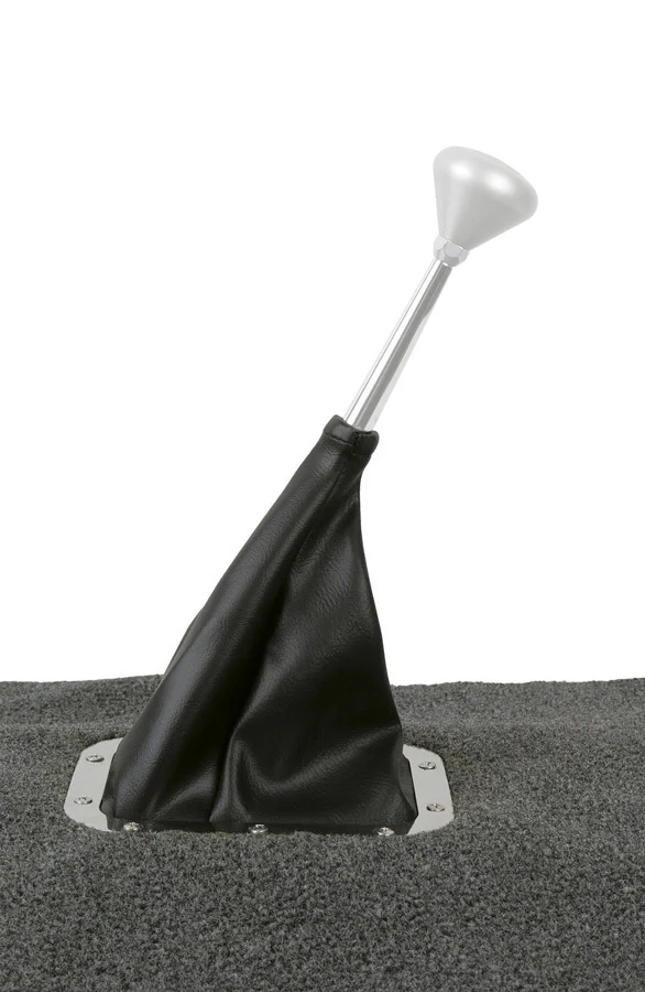 Lokar 70-FMB Shifter Boot, Rectangular, Vinyl, Blck, 6-3/4X5-1/4"Base, Polished Stainless Rin