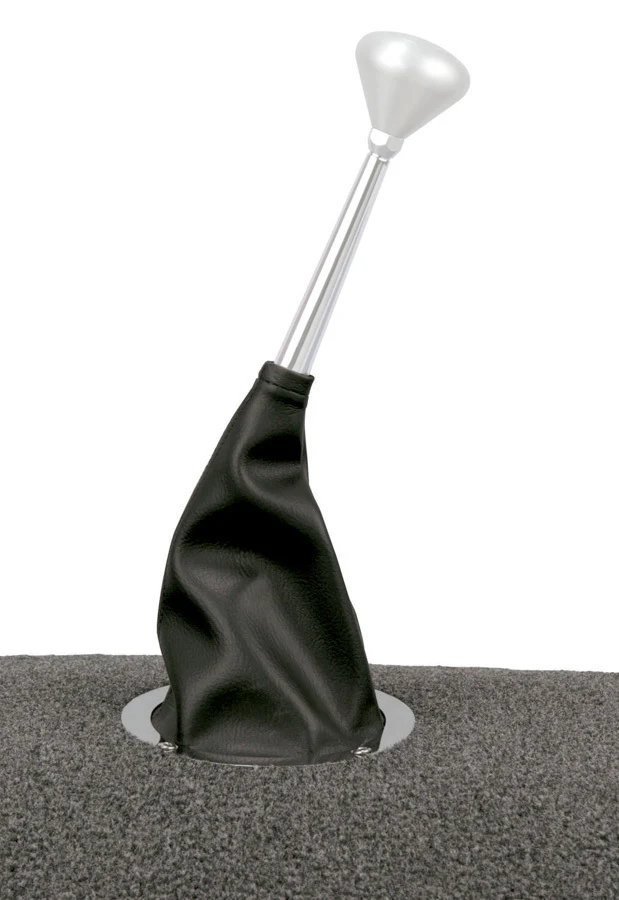 Lokar 70-HRB Shifter Boot, Hot Rod, Round, 5" Od Base, Vinyl, Black, Polished Stainless Ring
