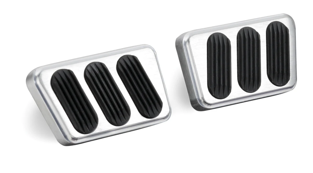 Lokar BAG-6121 Pedal Pad, Brake/Clutch, Rubber Pads, Billet Alum, Ford Mustang 1964-70