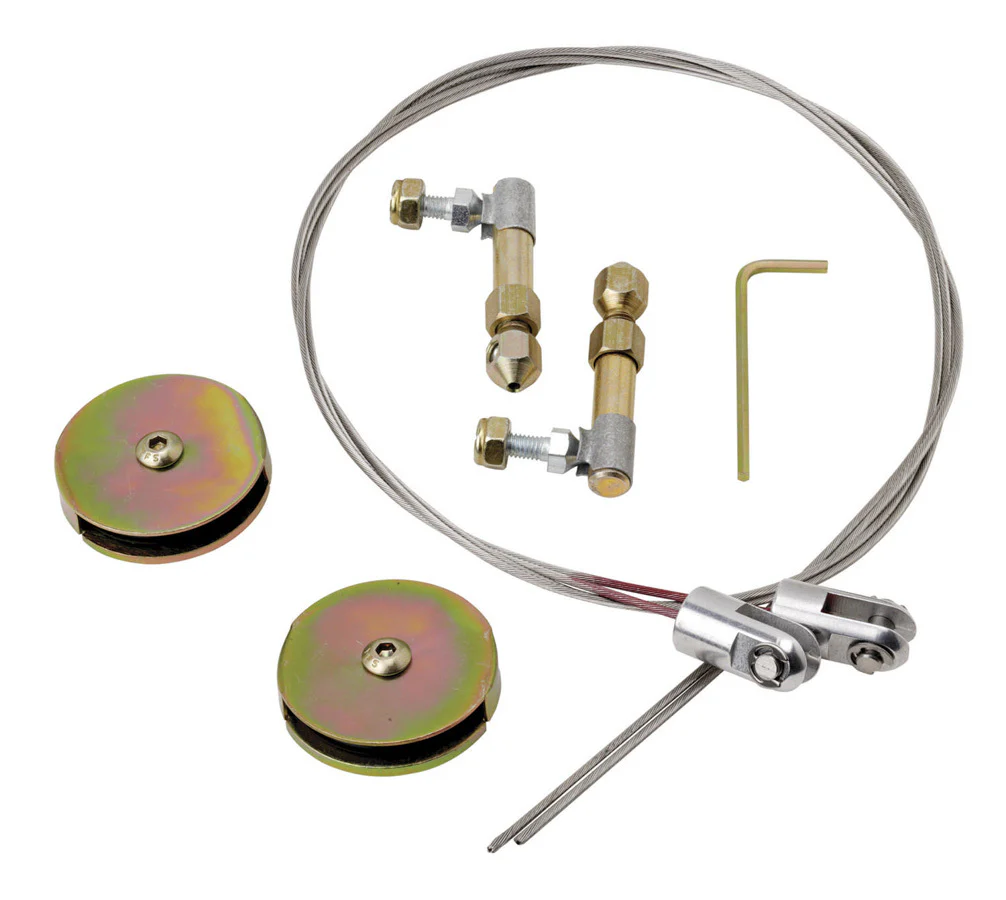 Lokar DLR-2100 Door Latch Cable, Cut To  Fit, 36"Long, Ends/Pulleys, Steel, Cadmium/Zinc Oxide