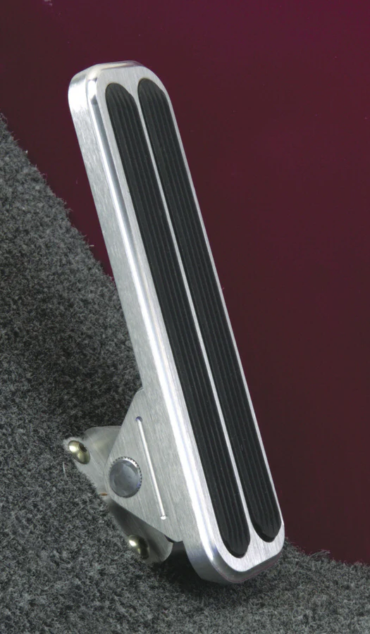 Lokar FMG-6098 Pedal Assembly, Eliminator, Gas, Floor Mount, Univ, Rubber Pads, Alum, Brushed