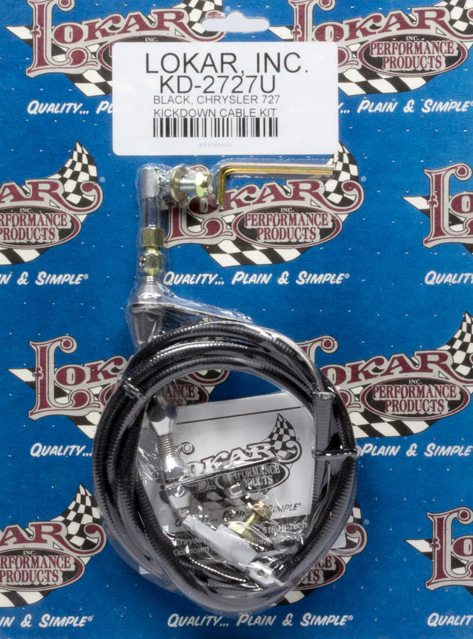 Lokar KD-2727U Kickdown Cable, Torqueflite 727, Hi-Tech, Black Vinyl, Natural Alum Fittings