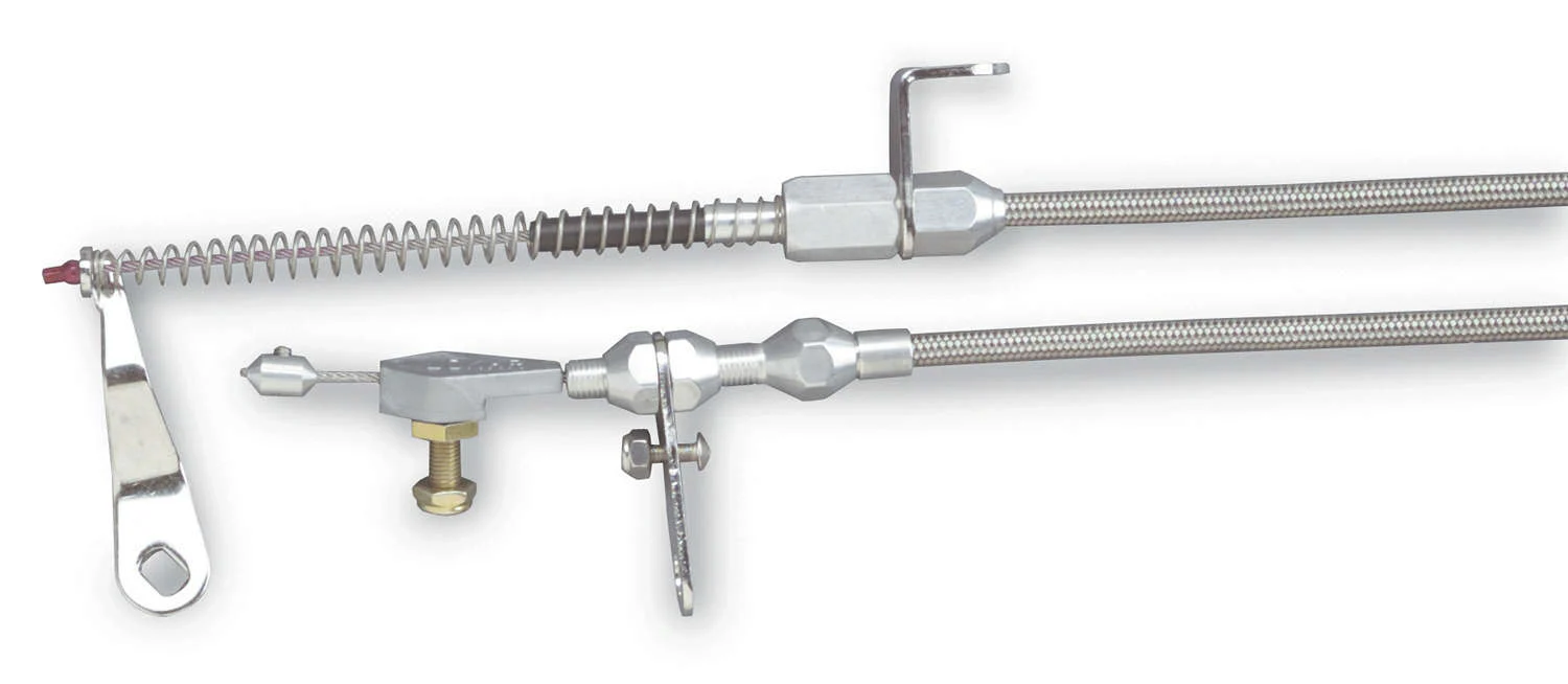 Lokar KD-2AODHT Kickdown Cable, Hi-Tech, Adj Length, Aod, Natural, Braided Stainless Housing