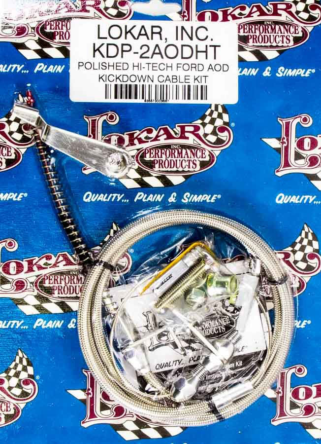 Lokar KD-P2AODHT Kickdown Cable, Hi-Tech, Adj Length, Braided Stainless Housing, Alum Fittings