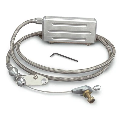Lokar KD-2400HT Kickdown Cable, Hi-Tech, Electric, Adjustable Length, Braided Stainless Housing, Aluminum Fittings, Natural, TH400, Kit
