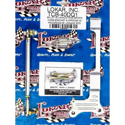 Lokar TCB-40DQ1 Throttle Cable Bracket, Carb Mount, Stainless Return Spring, Progressive Linkage Rod, Edelbrock 4-Barrel Carburetors
