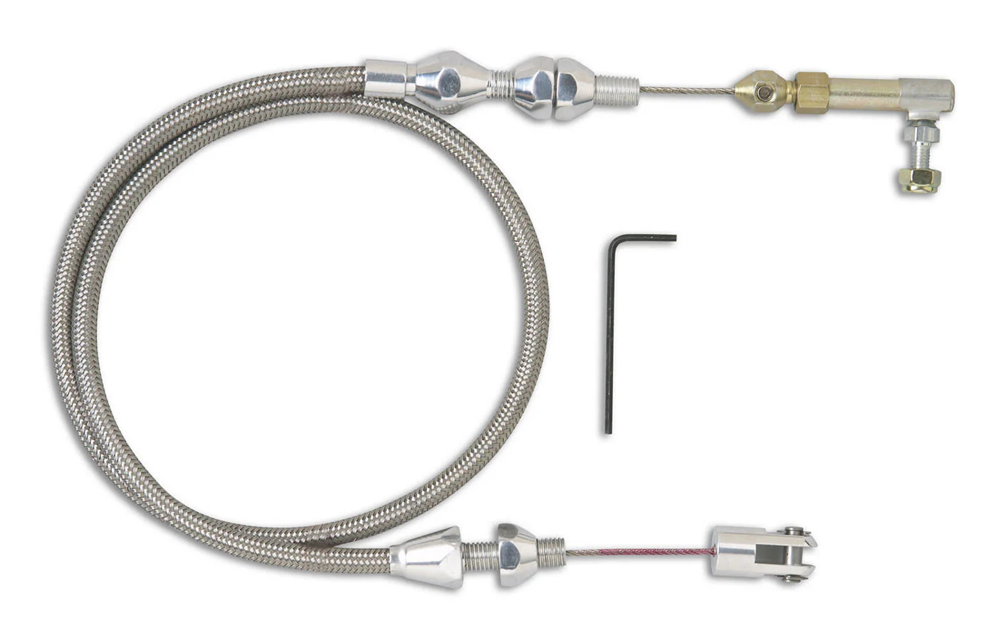 Lokar TCP-1000HT Throttle Cable, Hi-Tech, 2Ft Long, Univ, Polished, Hardware Inc, Braided Stainle