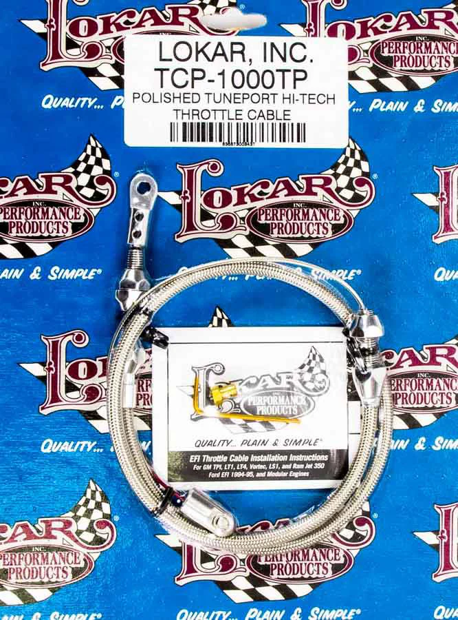 Lokar TCP-1000TP Throttle Cable, Hi-Tech, Univ, 2 Ft Long, Hardware Inc, Braided Stainless