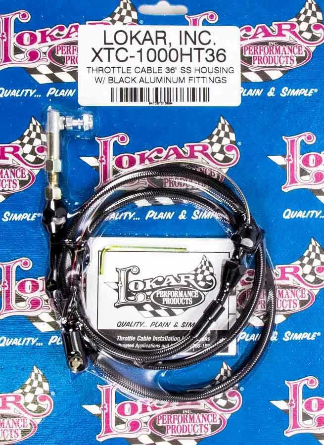 Lokar XTC-1000HT36 Throttle Cable 36 Black Ss Housing W/ Black Aluminum Fittings
