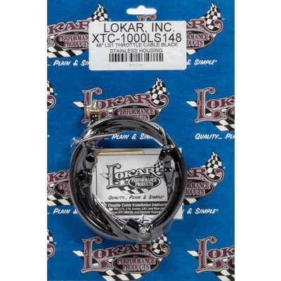 Lokar XTC-1000LS148 Throttle Cable, Hi-Tech, 4 ft Long, Hardware Included, Braided Stainless, Black, GM LS-Series, Kit