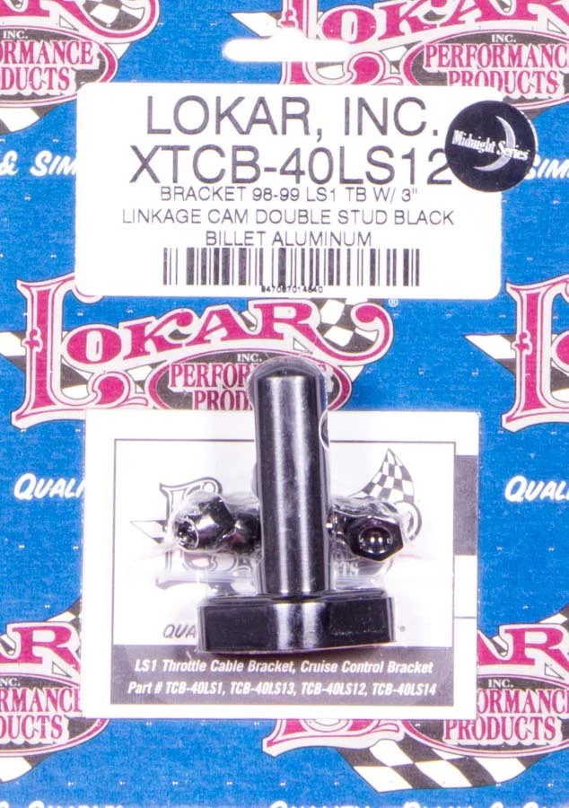 Lokar XTCB-40LS12 Bracket 1998-1999 Ls1 Tb With 3 Linkage Cam Double Stud Black Billet Aluminum