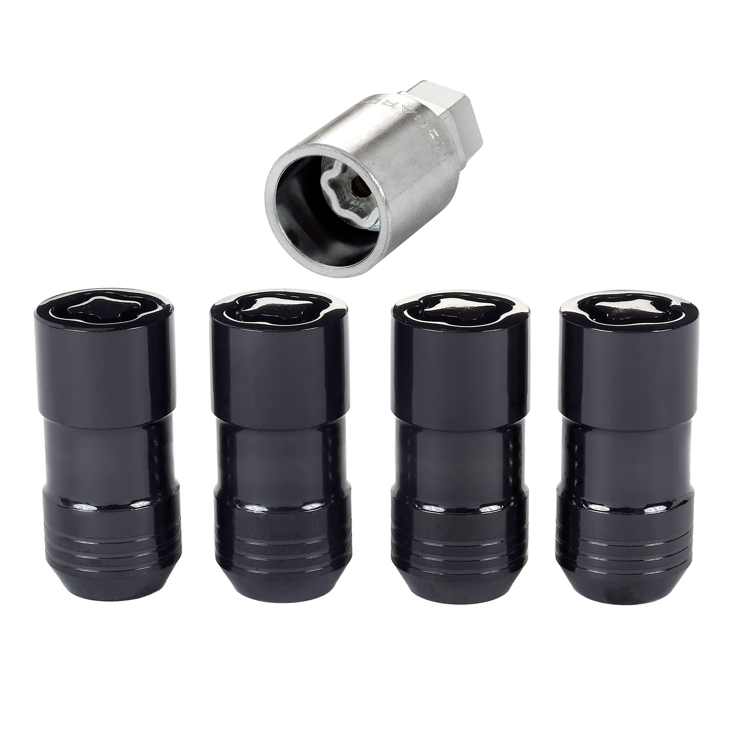 McGard 24220 Black Cone Seat Wheel Lock Set (M14 x 1.5 Thread Size) – Set of 4 Locks and 1 Key