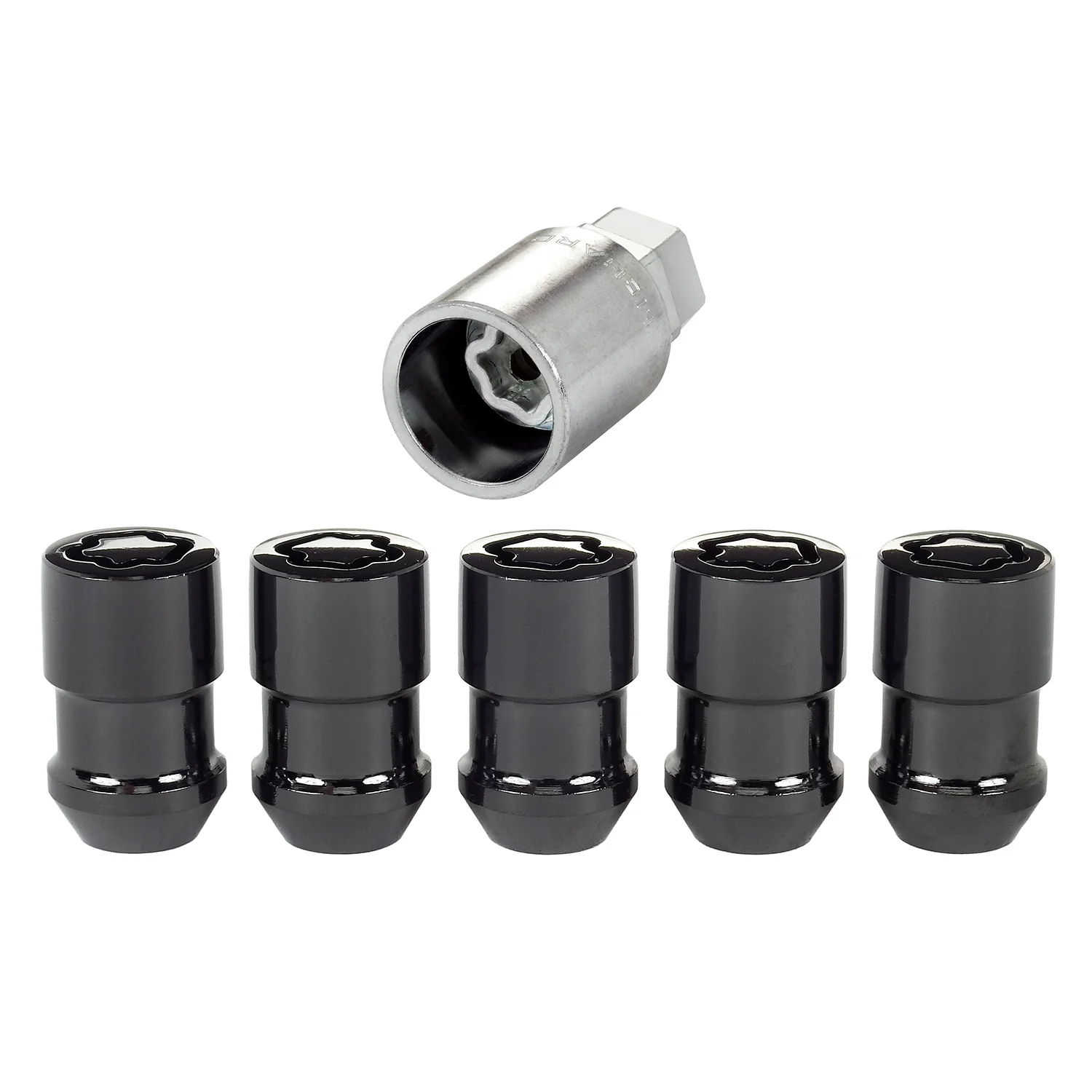 McGard 24548 Black Cone Seat Wheel Lock Set (1/2-20 Thread Size) – Set of 5 Locks and 1 Key