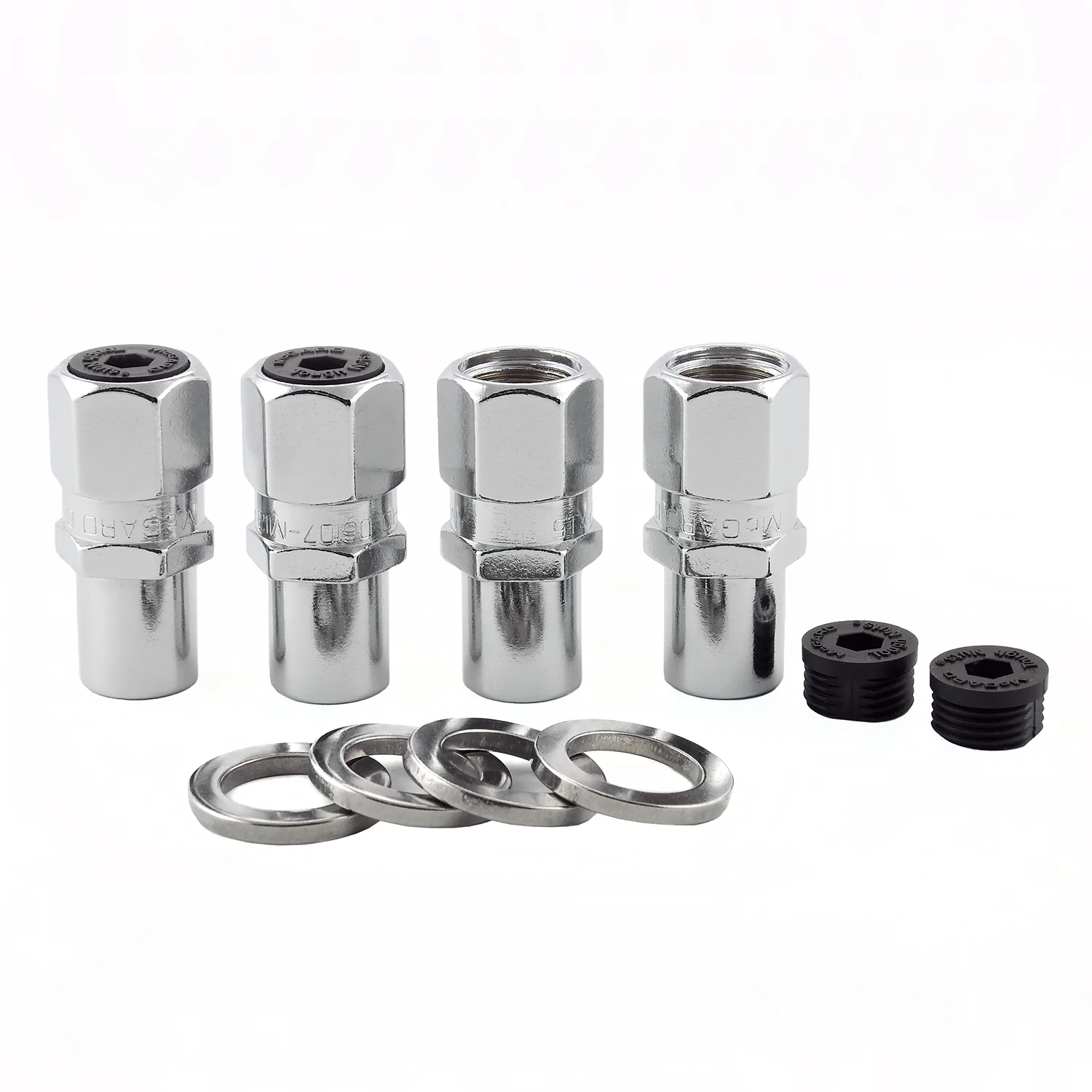 McGard 61005 Chrome Racing Regular .746 Shank Style Lug Nut Set (1/2-20 Thread Size) – Set of 4 Lug Nuts and 4 Washers