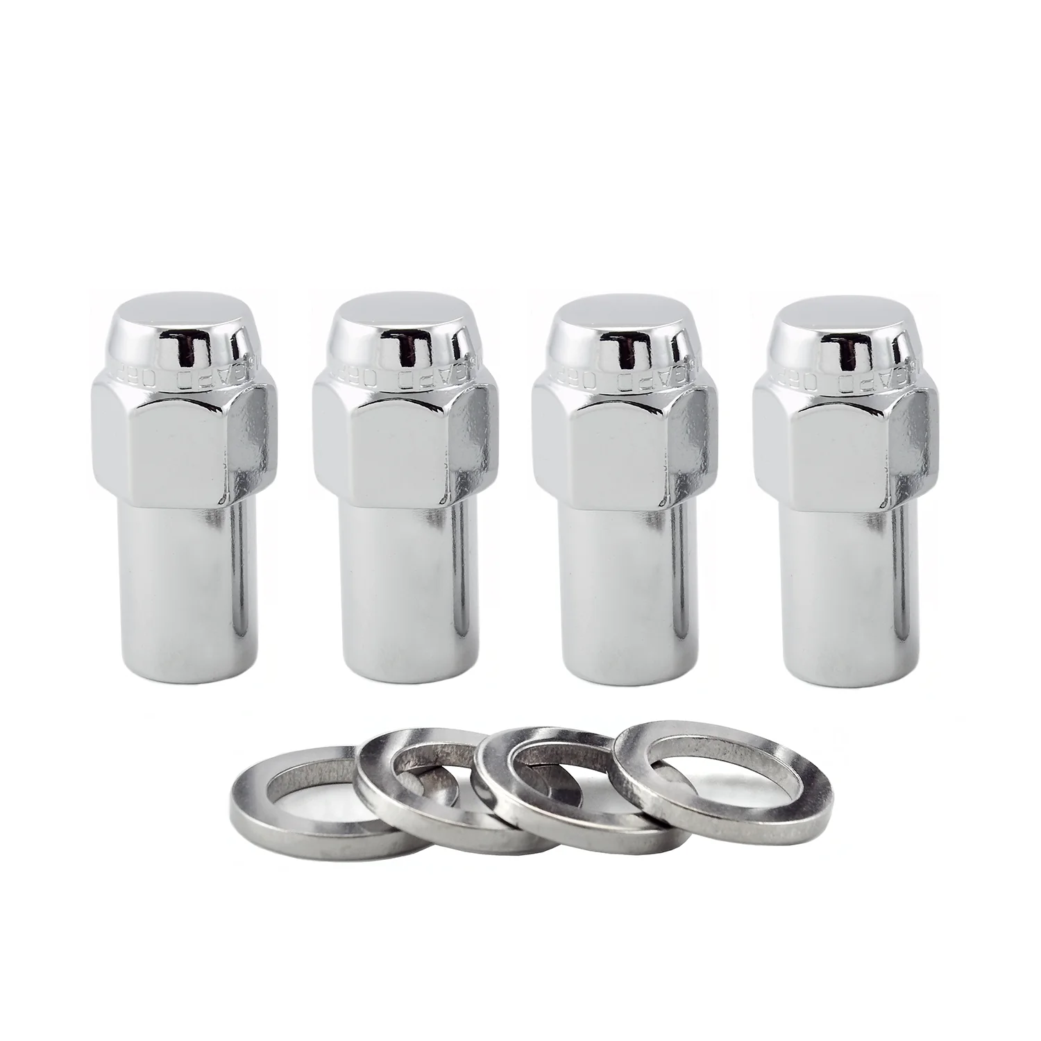 McGard 62000 Chrome Long .946 Shank Style Lug Nut Set (1/2-20 Thread Size)- Set of 4 Lug Nuts and 4 Washers