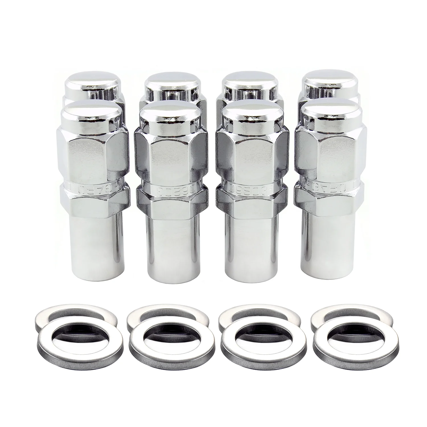 McGard 62822 Chrome Duplex Long 1.00 Shank Style Lug Nut Set (9/16-18 Thread Size) – Set of 8 Lug Nuts and 8 Washers