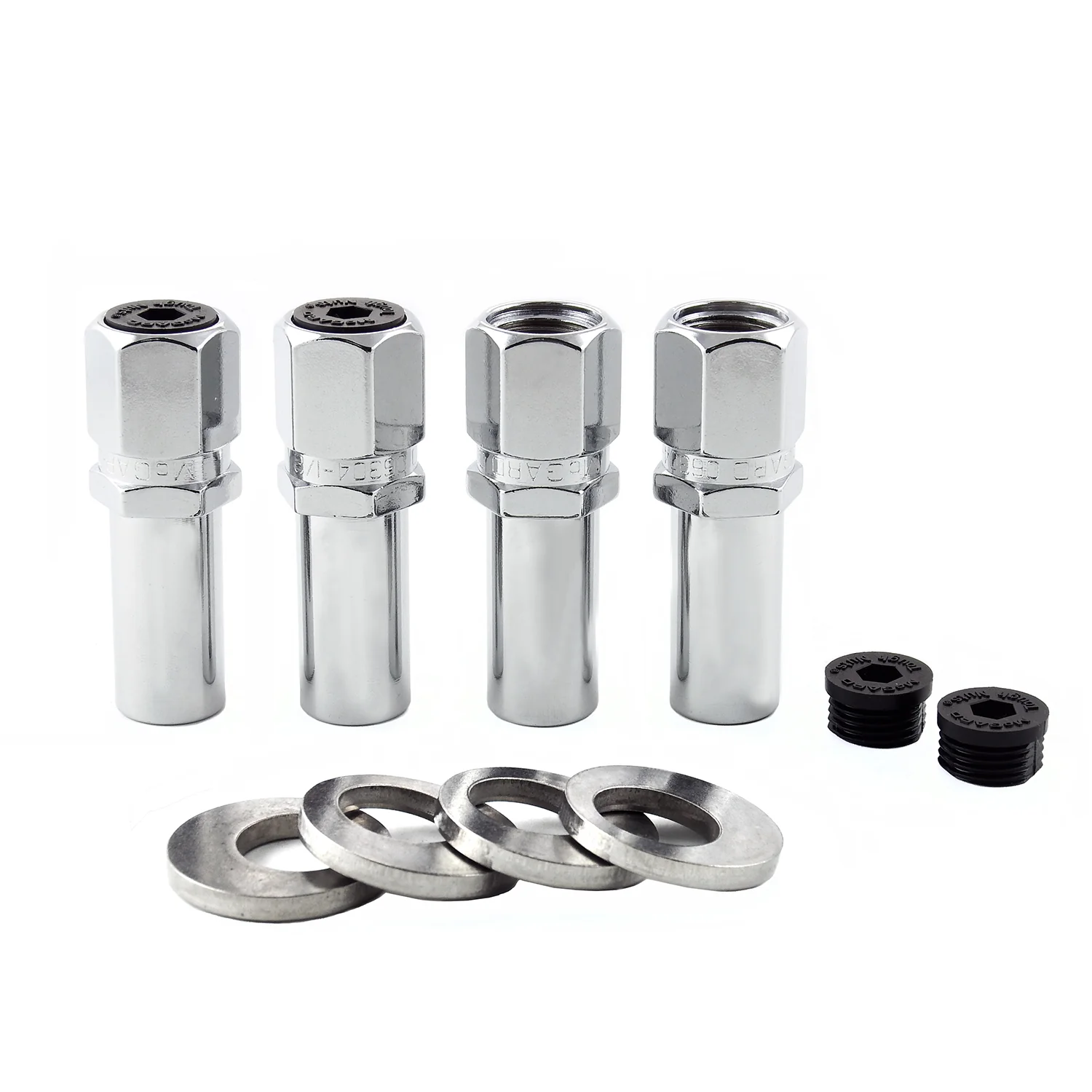 McGard 63000 Chrome Racing Extra Long 1.365 Shank Style Lug Nut Set (1/2-20 Thread Size) – Set of 4 Lug Nuts and 4 Washers