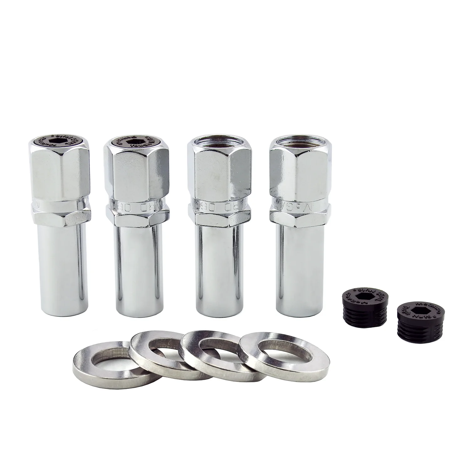 McGard 63002 Chrome Racing Extra Long 1.365 Shank Style Lug Nut Set (M12 x 1.5 Thread Size) – Set of 4 Lug Nuts and 4 Washers