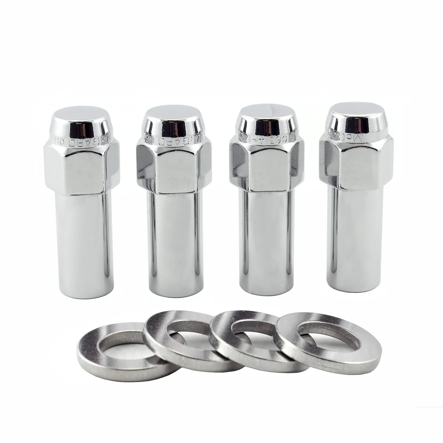 McGard 63015 Chrome Extra Long 1.365 Shank Style Lug Nut Set (7/16-20 Thread Size) – Set of 4 Lug Nuts and 4 Washers