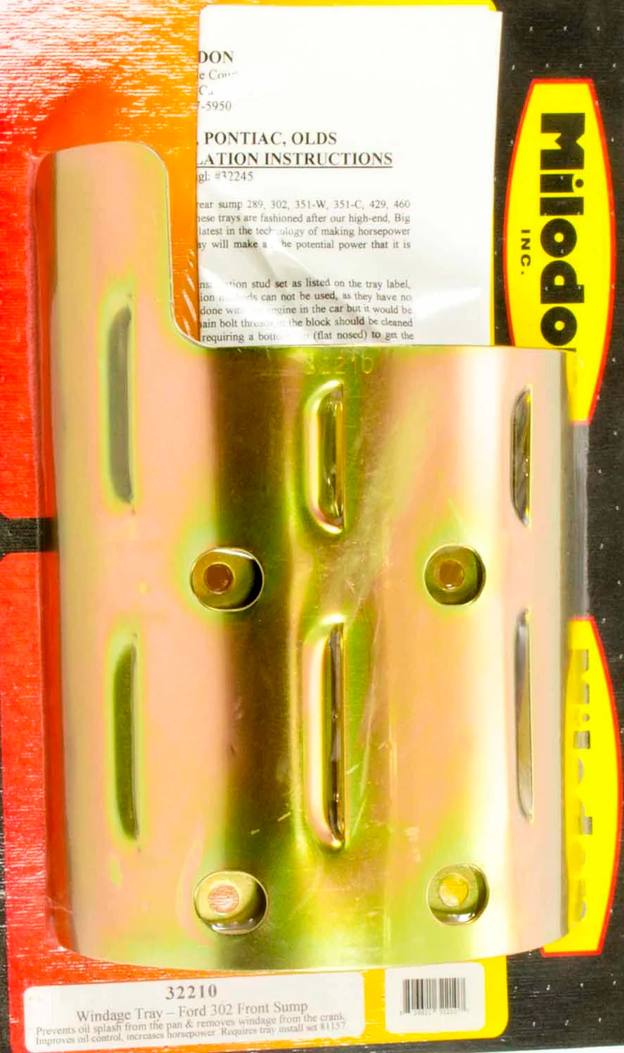 Milodon 32210 Windage Tray Small Block Ford 302