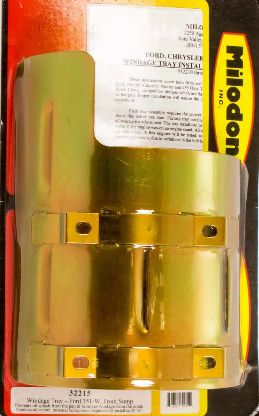 Milodon 32215 Windage Tray Small Block Ford 351W