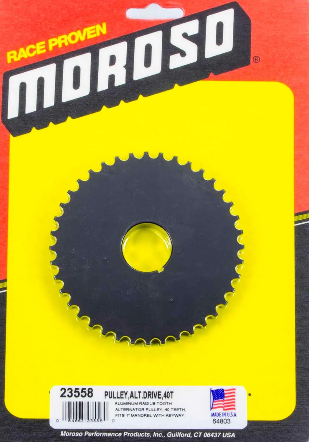 Moroso 23558 Alternator Drive Pulley 40T- Radius Tooth