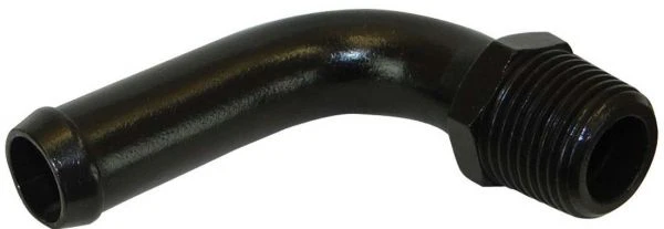 Moroso 65131 Fitting, 3/8 In. To 1/2 In., 90 Deg, Streamlined, Black