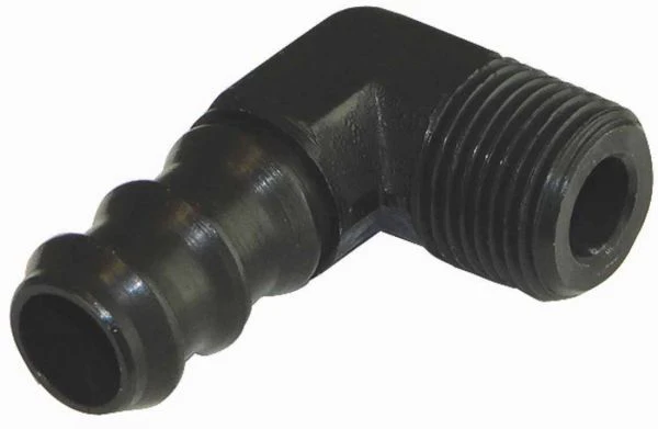 Moroso 65388 Fitting, 3/8 In. To 1/2 In., 90 Deg, Black