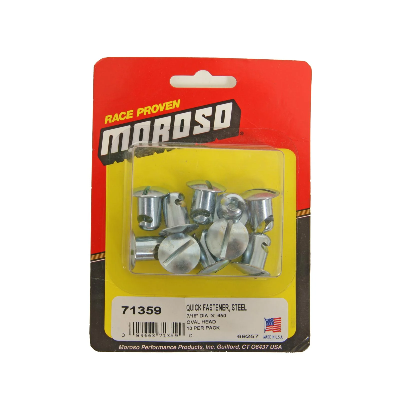 Moroso 71359 Quick Fastener Oval 7/16 In X .450 Steel Sil