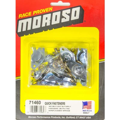 Moroso 71460 Quick Turn Fastener, Self Ejecting, Wing Head, 5/16 X 0.400 In Body, Steel, Zinc Plated, Set Of 10