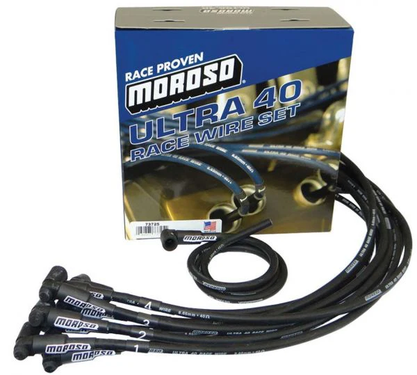 Moroso 73725 Ignition Wire Set, Ultra 40, Unsleeved, Sbc Over Valve Cover, Hei, 135 Degree