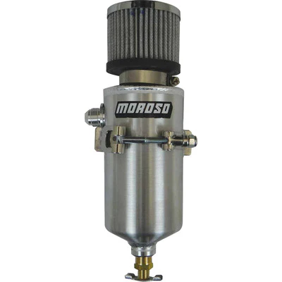 Moroso 85459 Breather Tank, 3-1/8 In Diameter X 11-1/2 In Tall, 10 An Male Fitting, T-Bolt Mounting Clamp, Breather Included,  Each