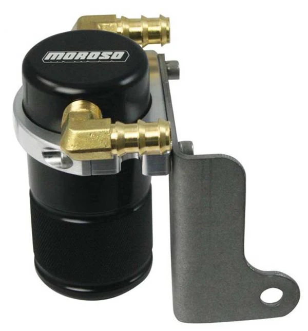 Moroso 85613 Separator, Air Oil, Catch Can, Small Body, Black Finish, Chrysler/Dodge Challenger, Charger, Magnum, 300C, 5.7/6.1